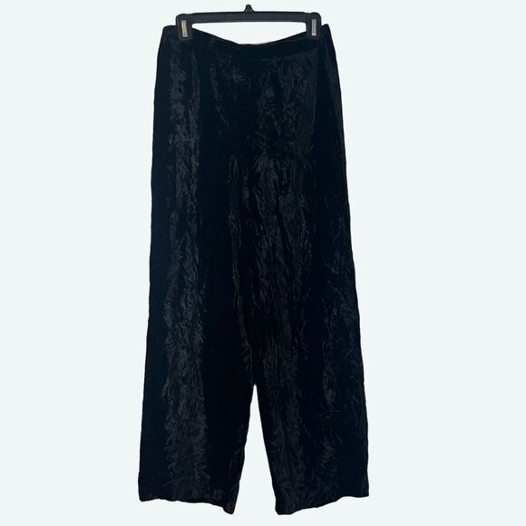 Victoria's Secret‎ Crinkle Velvet Pull On Straight Leg Pant Black Size M - Picture 1 of 8